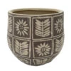 Sunflower Ceramic Pot - Indoors Or Out - 7" X 6.25" - Grey