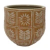 Sunflower Ceramic Pot - Indoors Or Out - 7" X 6.25" - Orange