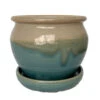 Archdale Ceramic Planter With Attached Saucer - Moss - 6" X 5"
