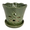 Butterfly Ceramic Orchid Pot/Saucer 5" X 5" - Green