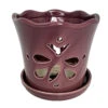 Butterfly Ceramic Orchid Pot/Saucer 5" X 5" - Plum
