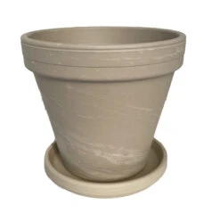 3 - 6" Granite Clay Pots With Saucers - Great For Plants And Crafts