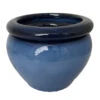 Round Self Watering Glazed Ceramic Pot - Light Blue - 6 1/4 X 4 3/4"