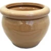 Round Self Watering Glazed Ceramic Pot - Mocha - 6 1/4 X 4 3/4"