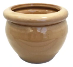 Round Self Watering Glazed Ceramic Pot - Mocha - 6 1/4 X 4 3/4"