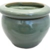 Round Self Watering Glazed Ceramic Pot - Jade - 6 1/4 X 4 3/4"