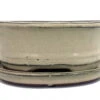 Ceramic Bonsai Pot/Saucer - Beige/Oval - 6 1/8" X 4 1/2" X 2" With Felt Feet