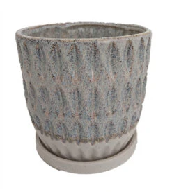 Morrocroft Ceramic Egg Pot With Attached Saucer - 5.25" X 5" - Sky Leaf