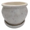 Speckle Planter With Attached Saucer - Cream - 6" X 5 1/2"