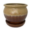Archdale Ceramic Planter With Attached Saucer - Desert Sun - 6" X 5"