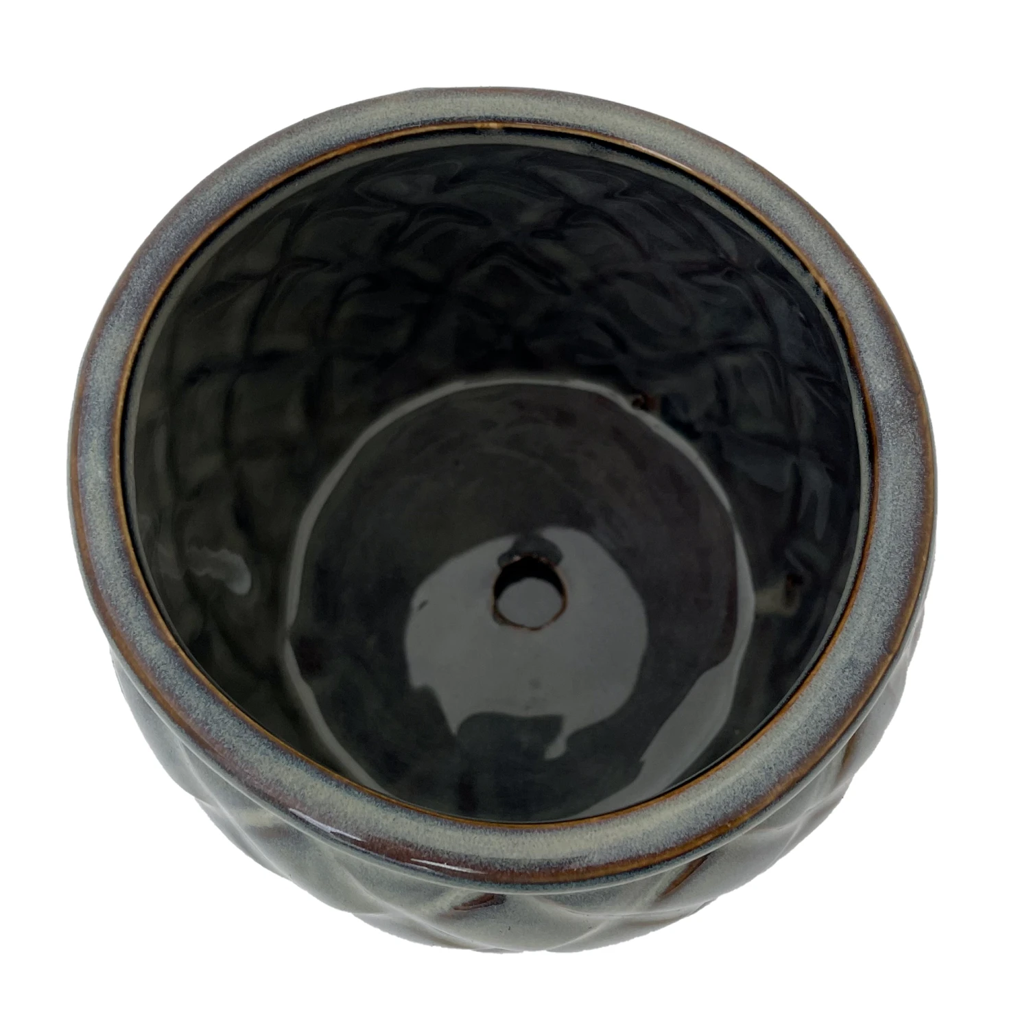 Camilia Ceramic Pot With Attached Saucer - 6" X 5" - Cappuccino - Image 2