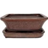Ceramic Bonsai Pot/Saucer - Copper Flared - 6 1/8" X 4 1/2" X 2"