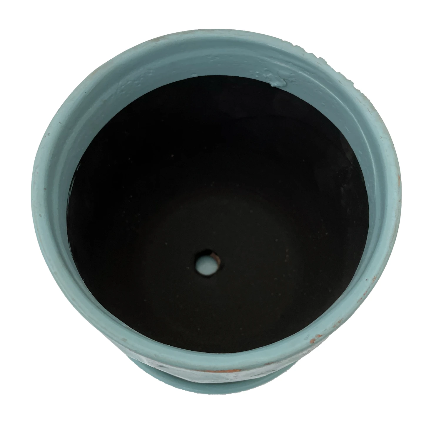 Distressed Honeycomb Ceramic Planter With Attached Saucer - Sky - 5.5" X 5.5" - Image 2