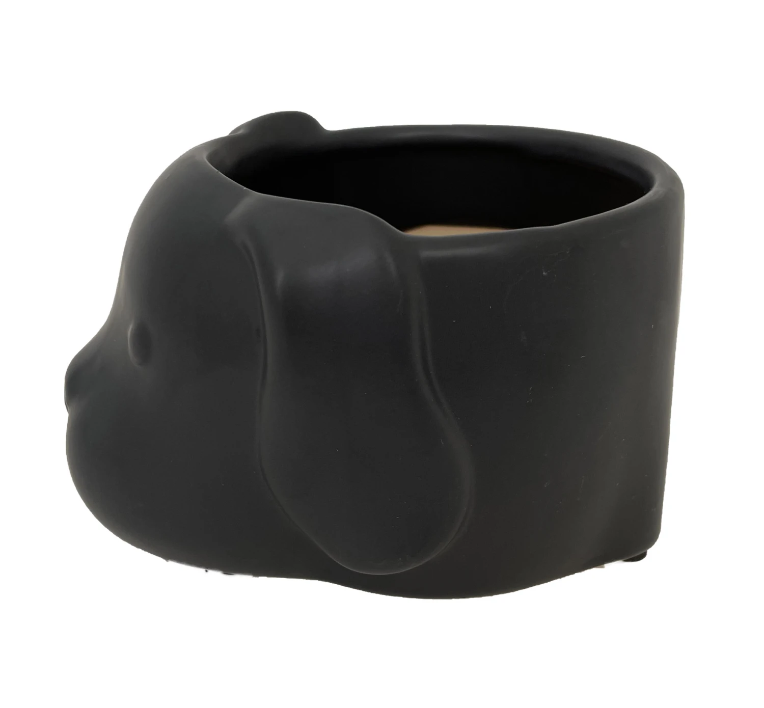 Black Puppy Ceramic Animal Pot - 6" X 4" - NEW - Image 3