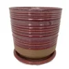 Ellora Ceramic Planter With Attached Saucer - Cherry - 4.5" X 4.25"