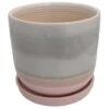 Horizon Dawn Ceramic Pot With Attached Saucer - 5.5" X 4.75"