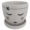 Miss Priss Ceramic Face Pot With Attached Saucer - Freckles - 5" X 4.25"