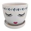 Miss Priss Ceramic Face Pot With Attached Saucer - Mascara - 5" X 4.25"