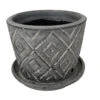 Rustic Thai Garden Charcoal Ceramic Pot With Attached Saucer - 6" X 6"